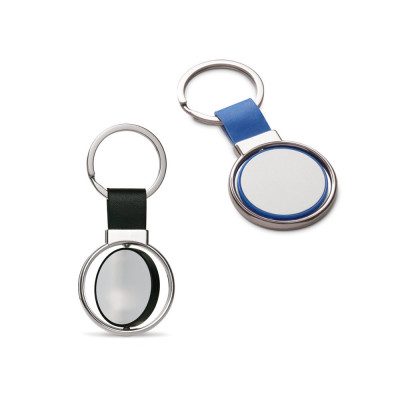 ALBRIGHT. Metal and PU keyring suitable for customisation by doming